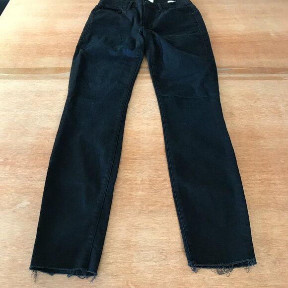 Frame Le Skinny De Jeanne Jeans Women 27 Black Mid Rise Raw Hem Stretch Preppy - Picture 1 of 14